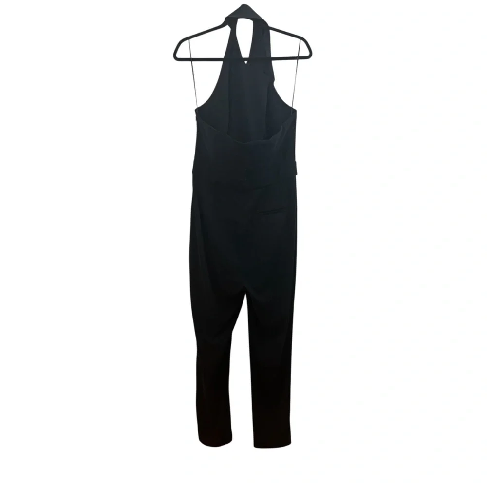 Reiss Tuxedo Halter Sleeveless Belted Jumpsuit in Black Sz 10 Holiday New Years - Picture 7 of 11